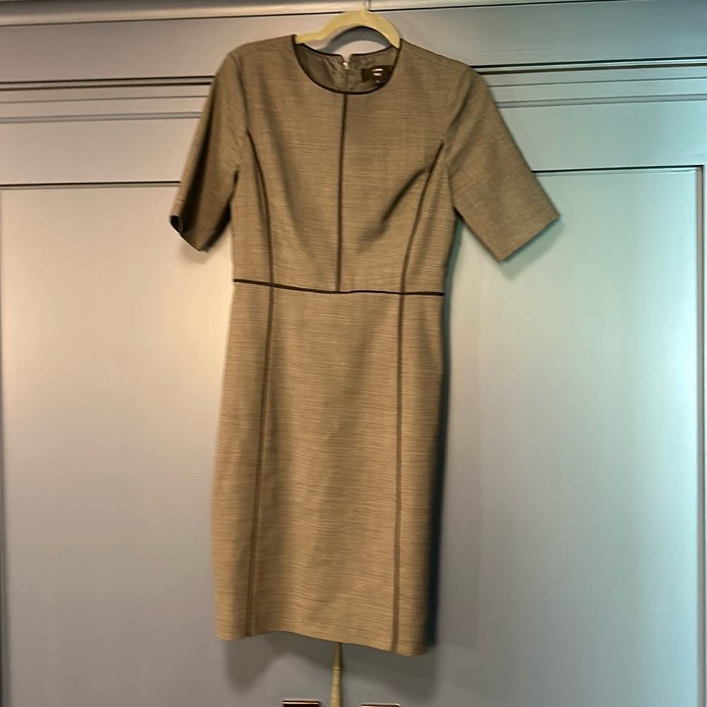 J Crew grey with black piping lined office dress